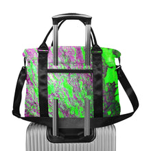 Load image into Gallery viewer, Marbled Abstract Green and Purple Large Capacity Duffle Bag (Model 1715)