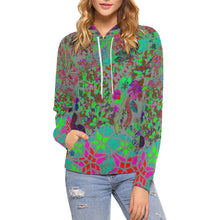 Load image into Gallery viewer, Holiday Paisley Aqua All Over Print Hoodie for Women (USA Size) (Model H13)