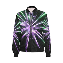 Load image into Gallery viewer, Fireworks Star Purple All Over Print Bomber Jacket for Women (Model H36)