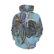 Load image into Gallery viewer, Graffiti Flower Blue All Over Print Hoodie (for Women)