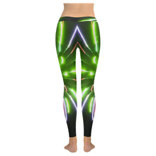 Load image into Gallery viewer, Fireworks Burst Green Low Rise Leggings (Invisible Stitch) (Model L05)