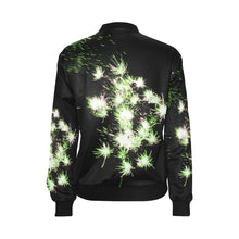 Load image into Gallery viewer, Fireworks Flower Green All Over Print Bomber Jacket for Women (Model H36)