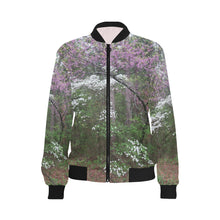 Load image into Gallery viewer, Arkansas Dogwood and Red Bud Flower All Over Print Bomber Jacket for Women (Model H36)