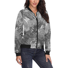 Load image into Gallery viewer, Graffiti Abstract Black and White All Over Print Bomber Jacket for Women (Model H36)