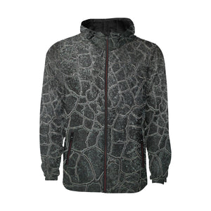 Crackle Black All Over Print Quilted Windbreaker for Men (Model H35)