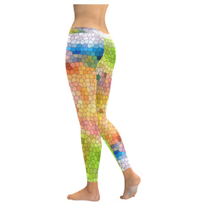 Splash of Color Mosaic Low Rise Leggings (Invisible Stitch) (Model L05)