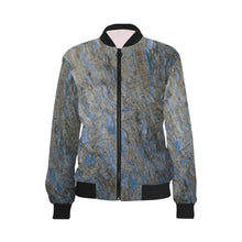 Load image into Gallery viewer, Marbled Abstract Blue All Over Print Bomber Jacket for Women (Model H36)