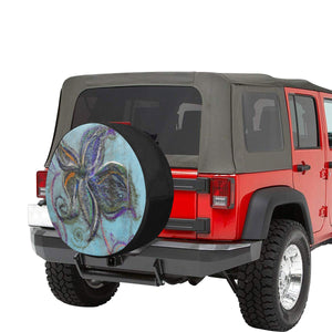 Graffiti Flower Blue 34 Inch Spare Tire Cover