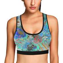 Load image into Gallery viewer, Graffiti Abstract Aqua Women&#39;s All Over Print Sports Bra (Model T52)