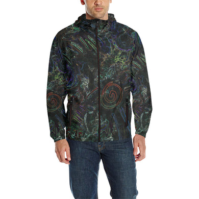 Graffiti Abstract Glowing All Over Print Quilted Windbreaker for Men (Model H35)