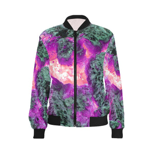 Molten Flames Magenta All Over Print Bomber Jacket for Women (Model H36)