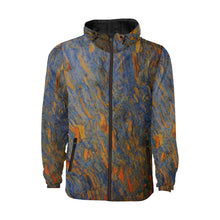 Load image into Gallery viewer, Marbled Abstract Orange All Over Print Quilted Windbreaker for Men (Model H35)