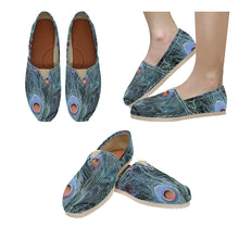 Load image into Gallery viewer, Peacock Feathers Blue Unisex Classic Canvas Slip-On (Model 1206)