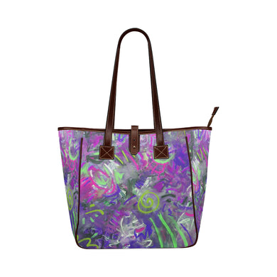 Graffiti Abstract Purple Classic Tote Bag (Model 1644)