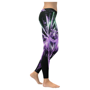 Fireworks Star Purple Low Rise Leggings (Invisible Stitch) (Model L05)