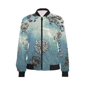 Patches of Moss All Over Print Bomber Jacket for Women (Model H36)
