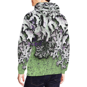 Moss Green All Over Print Hoodie for Men/Large Size (USA Size) (Model H13)