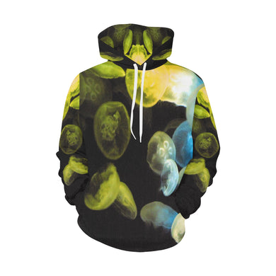 Jellyfish Yellow and Blue All Over Print Hoodie for Men/Large Size (USA Size) (Model H13)