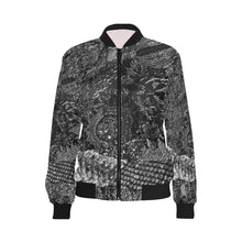 Load image into Gallery viewer, Cresent Paisley Black and White All Over Print Bomber Jacket for Women (Model H36)