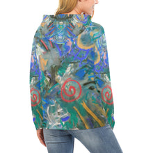 Load image into Gallery viewer, Graffiti Abstract Blue All Over Print Hoodie for Women (USA Size) (Model H13)