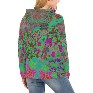 Holiday Paisley Aqua All Over Print Hoodie for Women (USA Size) (Model H13)