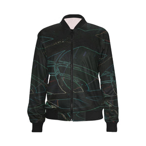Abstract Circles Glowing All Over Print Bomber Jacket for Women (Model H36)