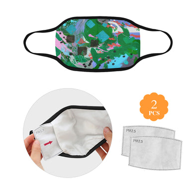 Abstract Squares Blue Mouth Mask in One Piece (2 Filters Included) (Model M02)