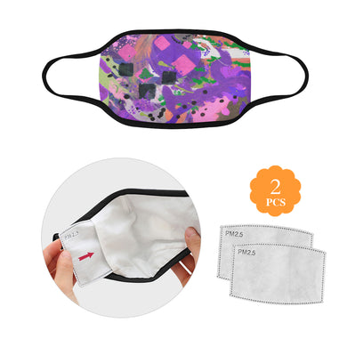 Abstract Squares Purple Mouth Mask in One Piece (2 Filters Included) (Model M02)