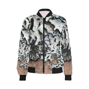 Moss Peach All Over Print Bomber Jacket for Women (Model H36)