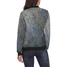 Load image into Gallery viewer, Marbled Abstract Blue All Over Print Bomber Jacket for Women (Model H36)