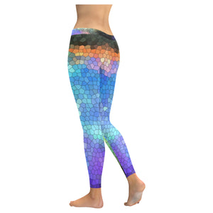 Splash of Color Reverse Mosaic Low Rise Leggings (Invisible Stitch) (Model L05)