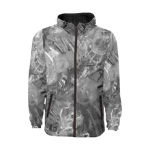 Load image into Gallery viewer, Graffiti Abstract Black and White All Over Print Quilted Windbreaker for Men (Model H35)