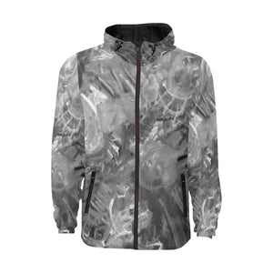 Graffiti Abstract Black and White All Over Print Quilted Windbreaker for Men (Model H35)