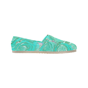 Rose Bouquet Flower Aqua Unisex Classic Canvas Slip-On (Model 1206)