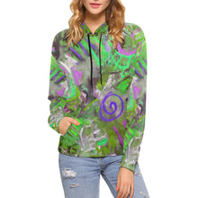 Load image into Gallery viewer, Graffiti Abstract Green All Over Print Hoodie for Women (USA Size) (Model H13)