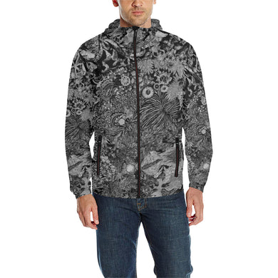 Perfectly Paisley Black and White All Over Print Quilted Windbreaker for Men (Model H35)