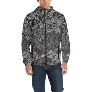 Perfectly Paisley Black and White All Over Print Quilted Windbreaker for Men (Model H35)