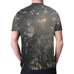 Fireworks Black New All Over Print T-shirt for Men (Model T45)