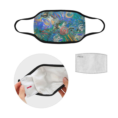 Graffiti Abstract Blue Mouth Mask in One Piece (2 Filters Included) (Model M02)