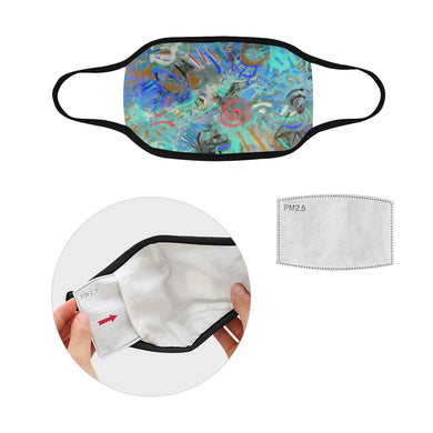 Graffiti Abstract Aqua Mouth Mask in One Piece (2 Filters Included) (Model M02)
