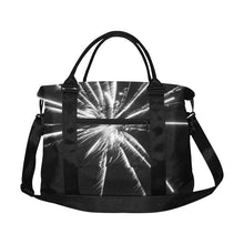 Load image into Gallery viewer, Fireworks Star Black and White Large Capacity Duffle Bag (Model 1715)