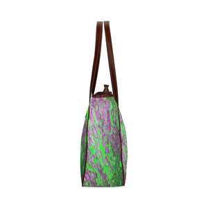 Marbled Abstract Green and Purple Classic Tote Bag (Model 1644)
