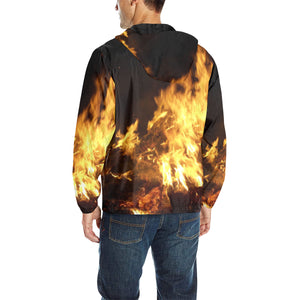 Feathery Flames All Over Print Quilted Windbreaker for Men (Model H35)