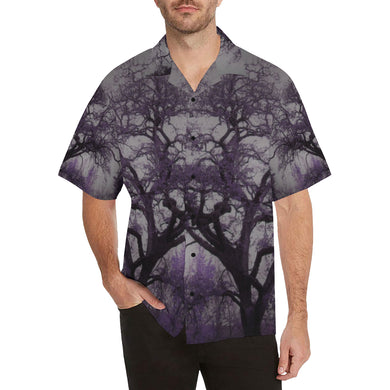 Spooky Tree Purple Hawaiian Shirt (Model T58)