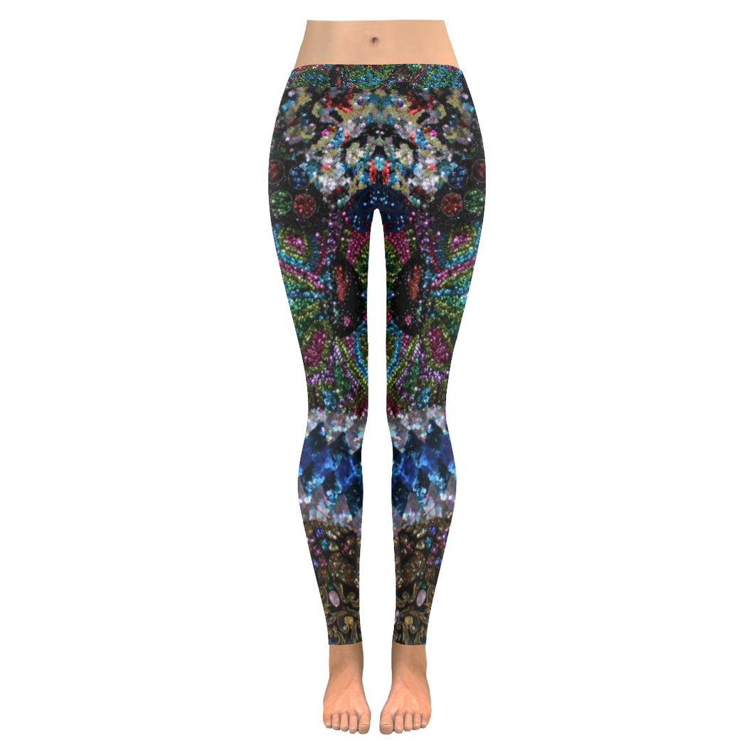 Dark Paisley Low Rise Leggings (Invisible Stitch) (Model L05)