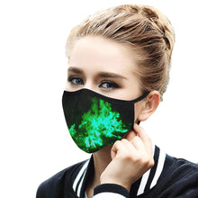 Load image into Gallery viewer, Feathery Flames Green Mouth Mask in One Piece (2 Filters Included) (Model M02)