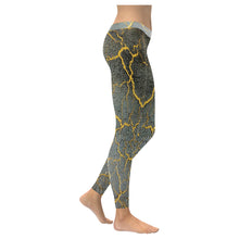 Load image into Gallery viewer, Crackling Yellow Low Rise Leggings (Invisible Stitch) (Model L05)
