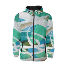 Load image into Gallery viewer, Abstract Circles Aqua All Over Print Quilted Windbreaker for Men (Model H35)