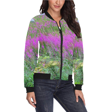 Fireweed Flower All Over Print Bomber Jacket for Women (Model H36)