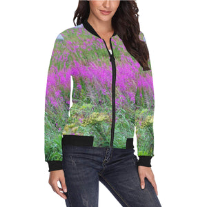 Fireweed Flower All Over Print Bomber Jacket for Women (Model H36)